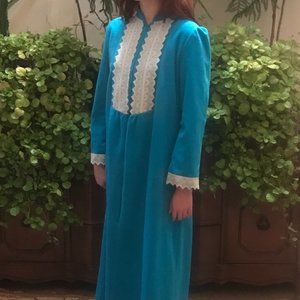 Vintage 1980s Sears At Home Wear Blue Housecoat/Robe